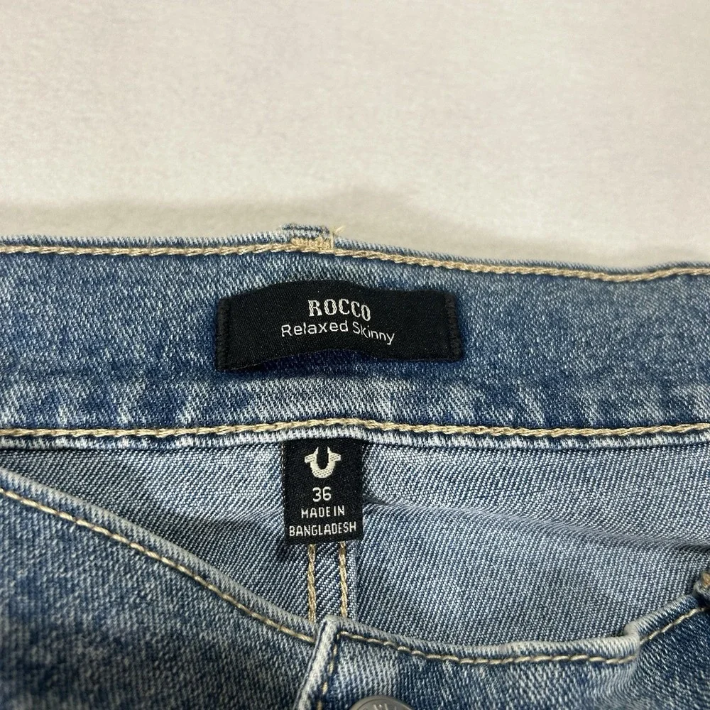 NWT True Religion Mens Rocco SN Flap Shorts Light Wash Size 36 Relaxed‎ Skinny